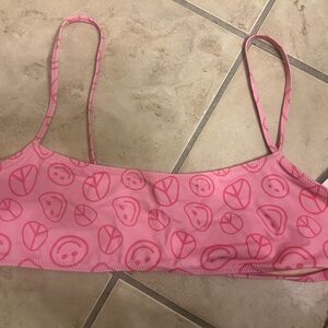 Pink Smiley Face Bikini Top